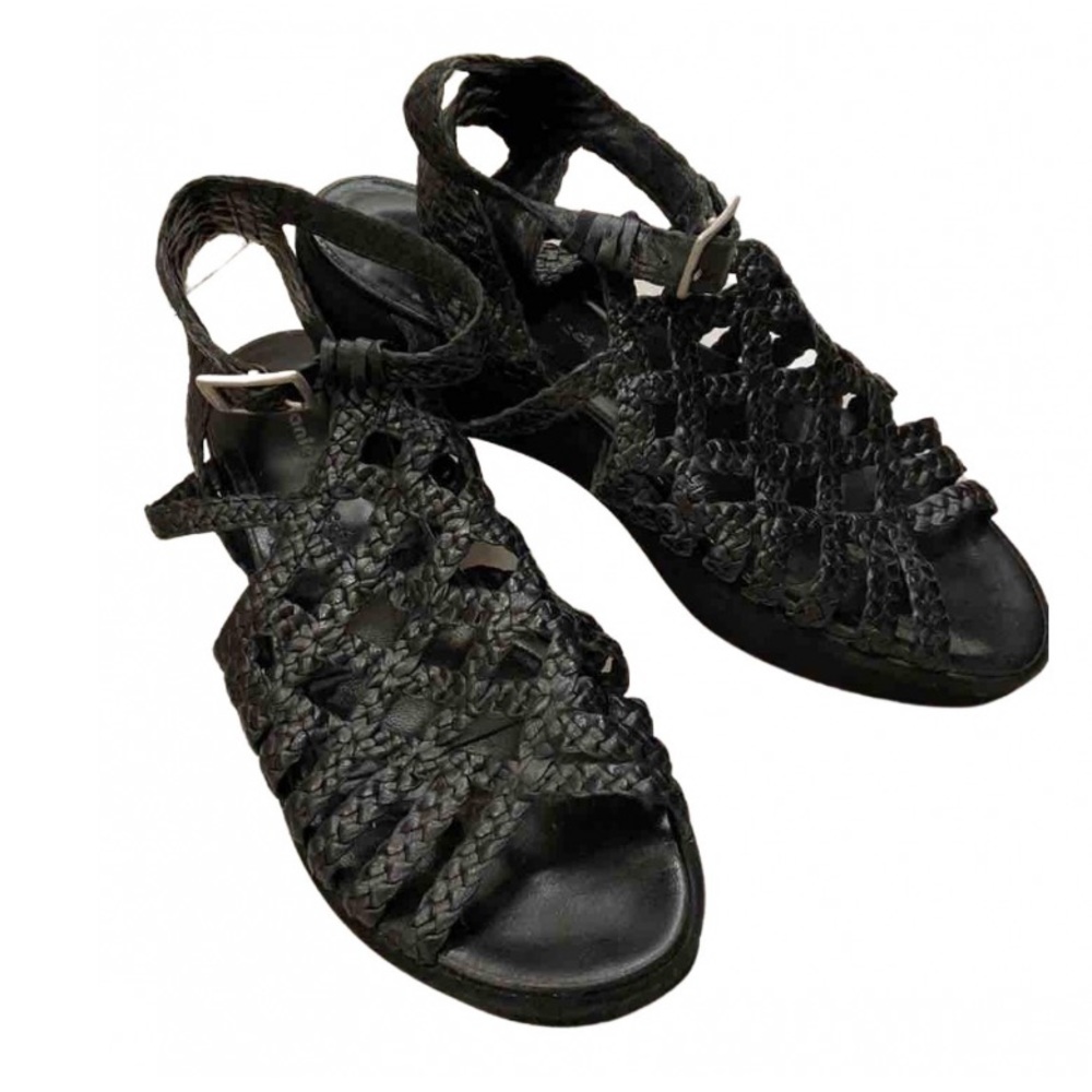Daniele Tucci Black Wedge Sandals Sz 39